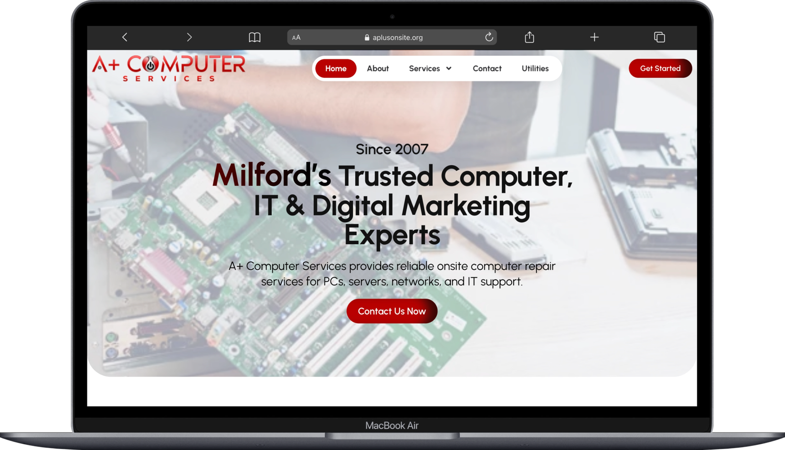 A+ Computer Services – One-Day WordPress Redesign for Onsite IT & Digital Marketing 1 Macbook Air aplusonsite.org scaled